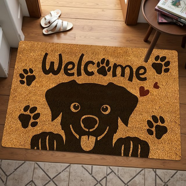 VIKAMA Cartoon-Fußmatte mit schwarzem Hund, rutschfester und verschleißfester Teppich aus Kokos, Farben: Schwarz und Braun, B/T: 80 x 50 cm - Bild 1