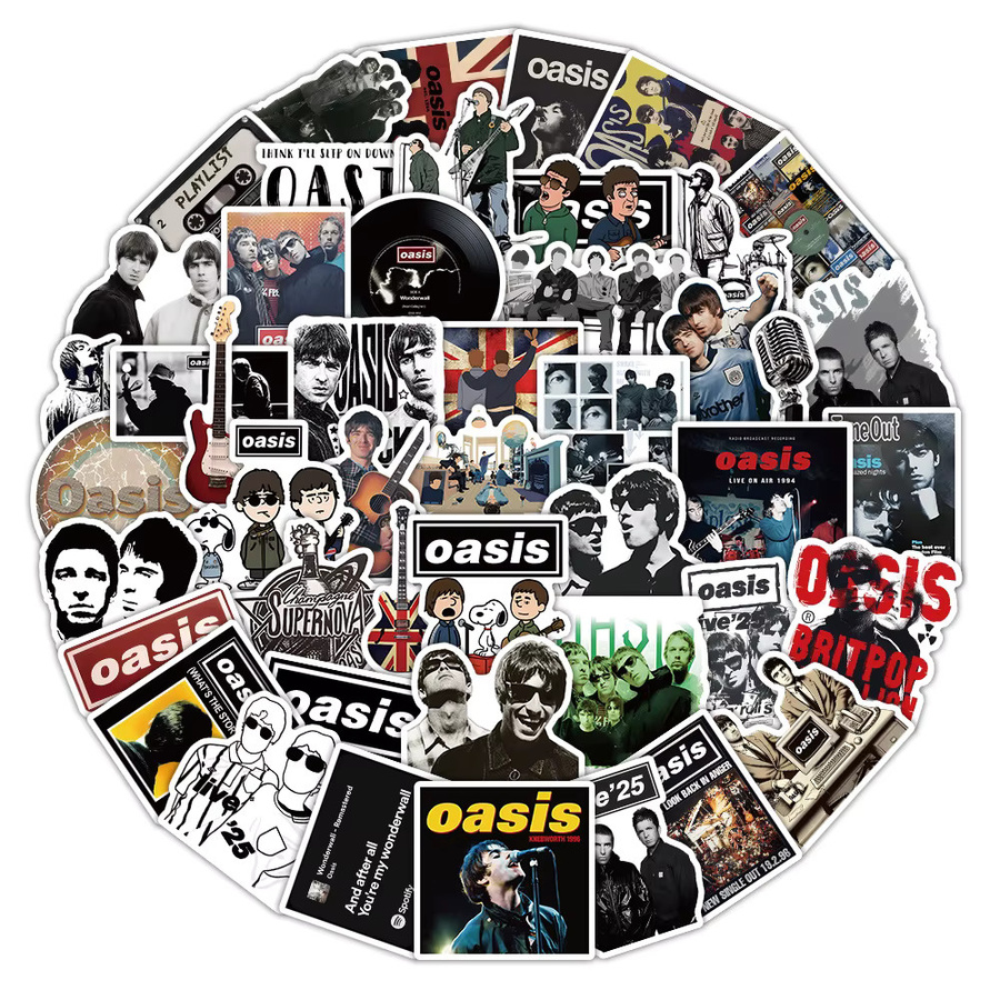 50 Stück Oasis Rock Graffiti Sticker in Multicolour für dein DIY Tagebuch, Handyhülle und Scrapbook - Bild 2