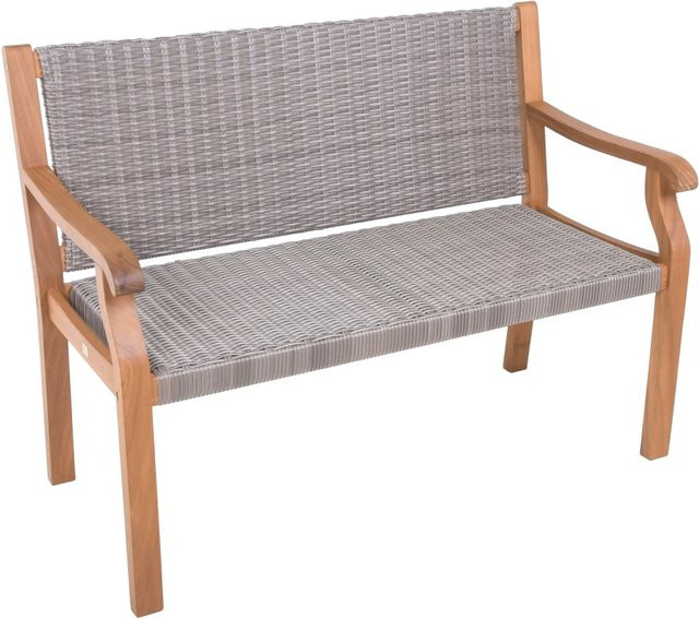 Garden Pleasure Gartenbank Rosario aus Eukalyptus-Holz und Kunststoffgeflecht, Braun-Grau, B/T/H: 111 x 45 x 47 cm - Bild 1