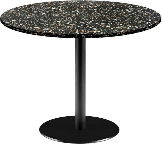 RestooTab Tisch Rome XL rund in Schwarz Terrazzo mit Dekosteinen, Höhe: 75 cm, Durchmesser: 120 cm - Bild 1