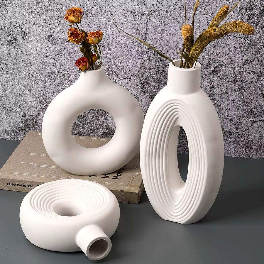 UDOCOOL Nordic Silikonform für Streifen Vase in Oval, DIY Form für Harz und Gips, Weiß - Bild 3