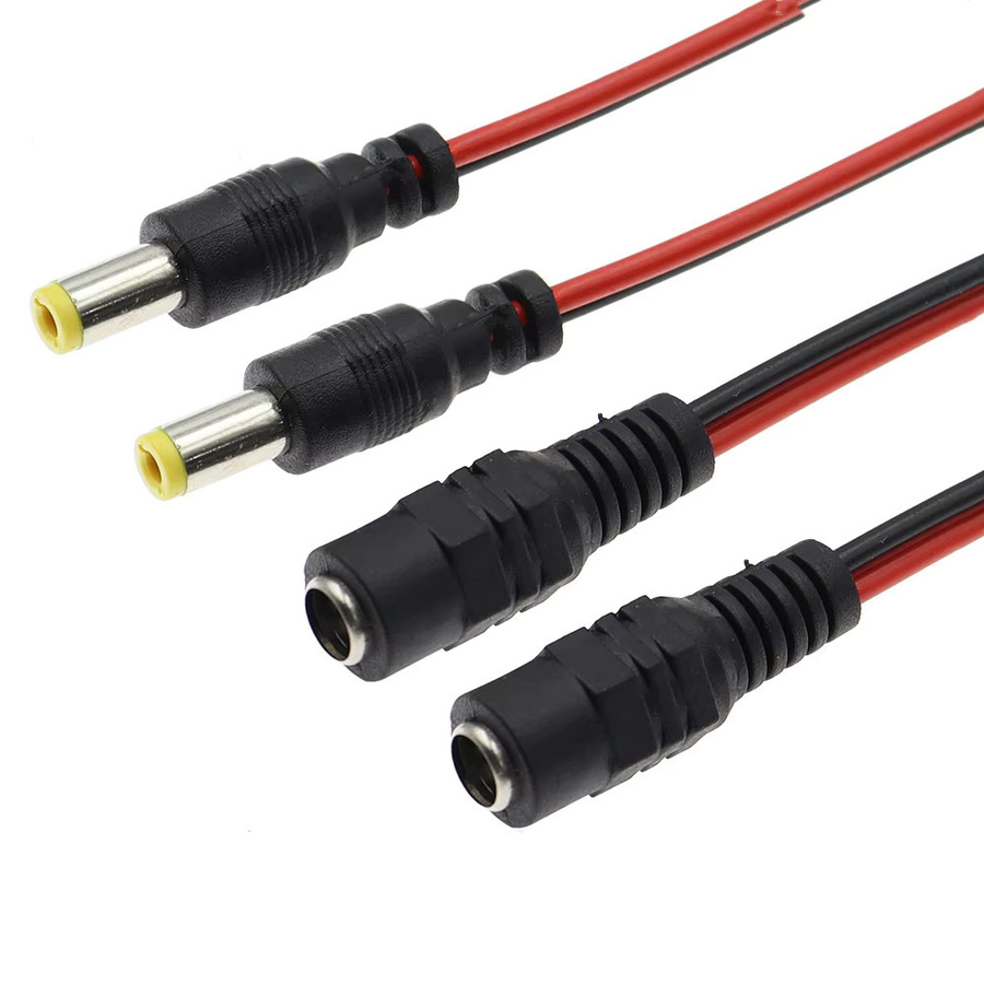 ELECAPITAL DC-Adapter Set mit Klinkenkabeln und Steckern, männlich und weiblich, Schwarz, 5,5 x 2,1 mm - Bild 4