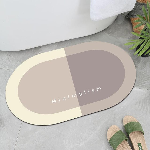 Rutschfeste Badezimmer Fußmatte von Yiran Furniture mit geometrischem Muster in Beige, B/B: 60 x 90 cm - Bild 1