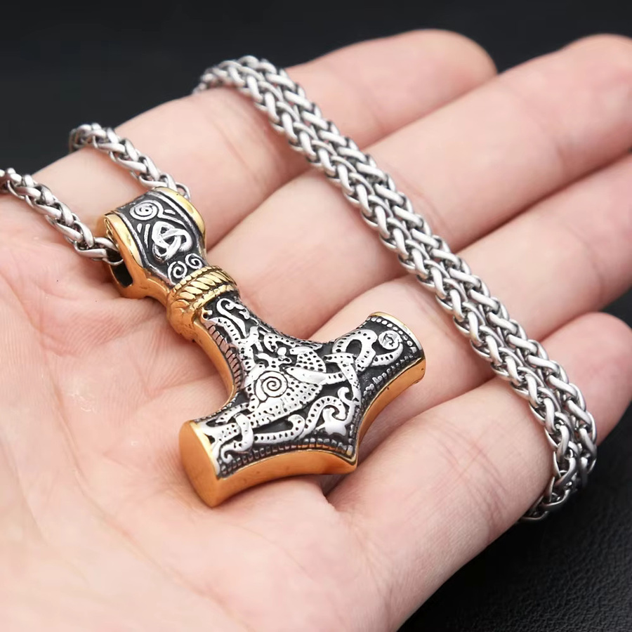 owlucky Halskette Thors Hammer Anhänger, Edelstahl, Vintage, Herren - Bild 3