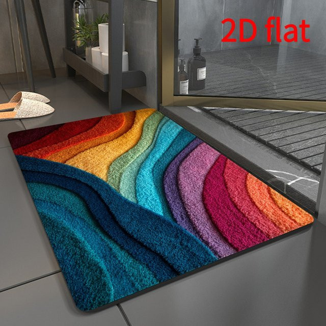 VIKAMA Rainbow Wave Plüschteppich als dekorative Fußmatte in Multicolour - Bild 1