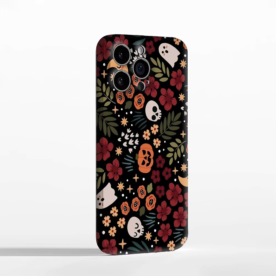 Halloween Blumen iPhone Handyhülle mit Doppelschichtiger Rückabdeckung für Apple iPhone 18 17 16 15 14 13 12 Pro Max Plus in Multicolour - Bild 3