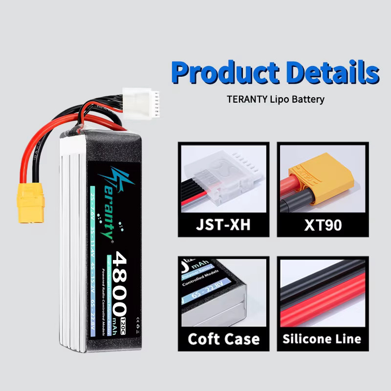 TERANTY 6S 4800mAh Lipo-Akku, 22,8V 120C/240C, mit XT60 XT90 Stecker - Bild 3