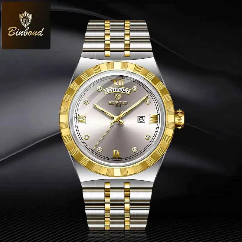 BINBOND Armbanduhr Quarz, Edelstahl, Silber, Herren - Bild 3
