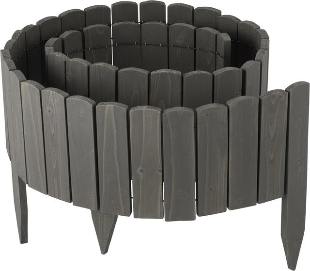 Relaxdays Beeteinfassung aus Tannenholz in Dunkelgrau, flexibel für Garten und Blumenbeete, Länge: 200 cm, Höhe: 20 cm, Tiefe: 25 cm - Bild 1