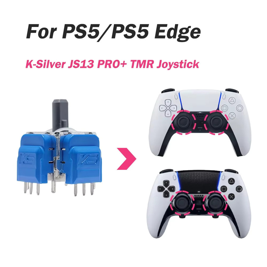 K-SILVER JS13 PRO+TMR/Hall 3D-Joystick für PS5 Anti-Drift Elektromagnetische Analog-Thumbsticks in Silber und Blau - Bild 2