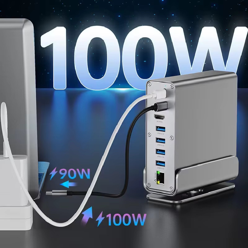 FEIWIMI 15-in-1 USB-C-Hub Dockingstation mit 4K60Hz HDMI, USB 3.0, PD 100W, RJ45, SD/TF und 3.5mm Audio für Mac Pro - Bild 4