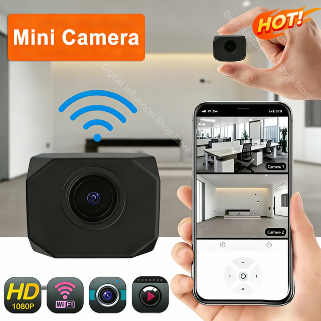 DIXSG 4K HD WLAN-Sicherheitskamera mit Nachtsicht, Mini Smart Indoor IP-Überwachungskamera in Schwarz mit App-Fernüberwachung - Bild 1