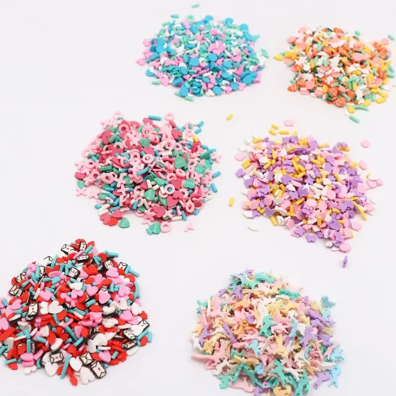 Bunte Polymer Clay Scheiben für DIY Handwerk und Nail Art, 20 g, 5 mm Konfetti-Streusel in Multicolour - Bild 1