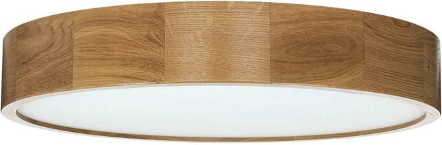 Licht-Erlebnisse Deckenlampe rund aus Eiche Holz und Glas in Braun mit 3x E27, Durchmesser: 47 cm - Bild 1