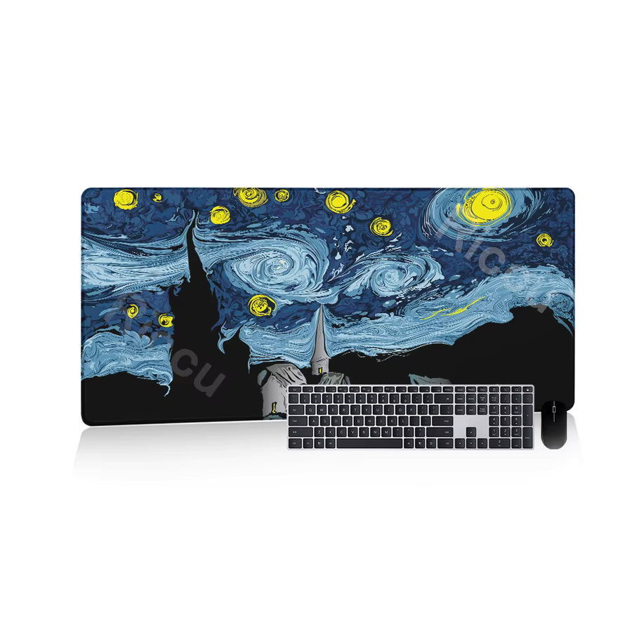 Riccu Mauspad Sternennacht von Van Gogh in Multicolour – Großes XXL Mauspad für PC, Büro und Gaming - Bild 4