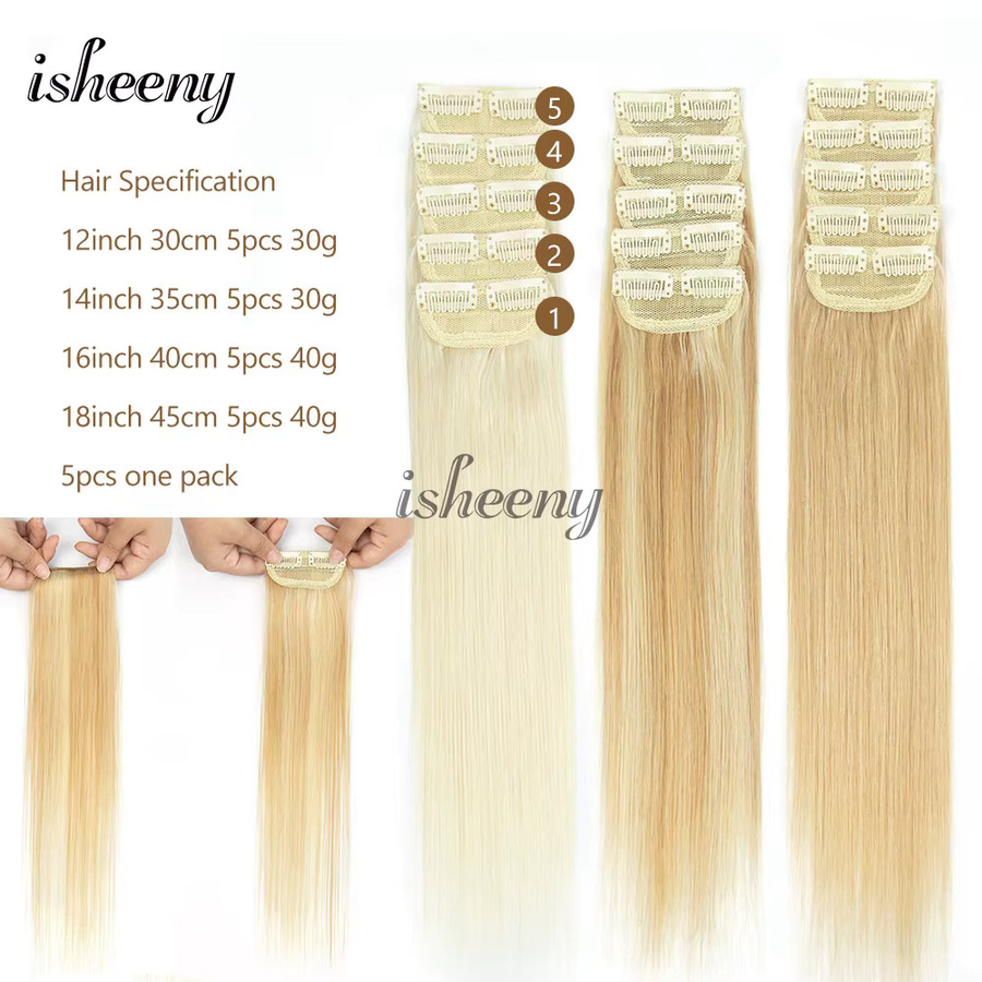 isheeny Clip-in-Extensions aus Echthaar, 5 Stück, Damen, 30,5–45,7 cm - Bild 3