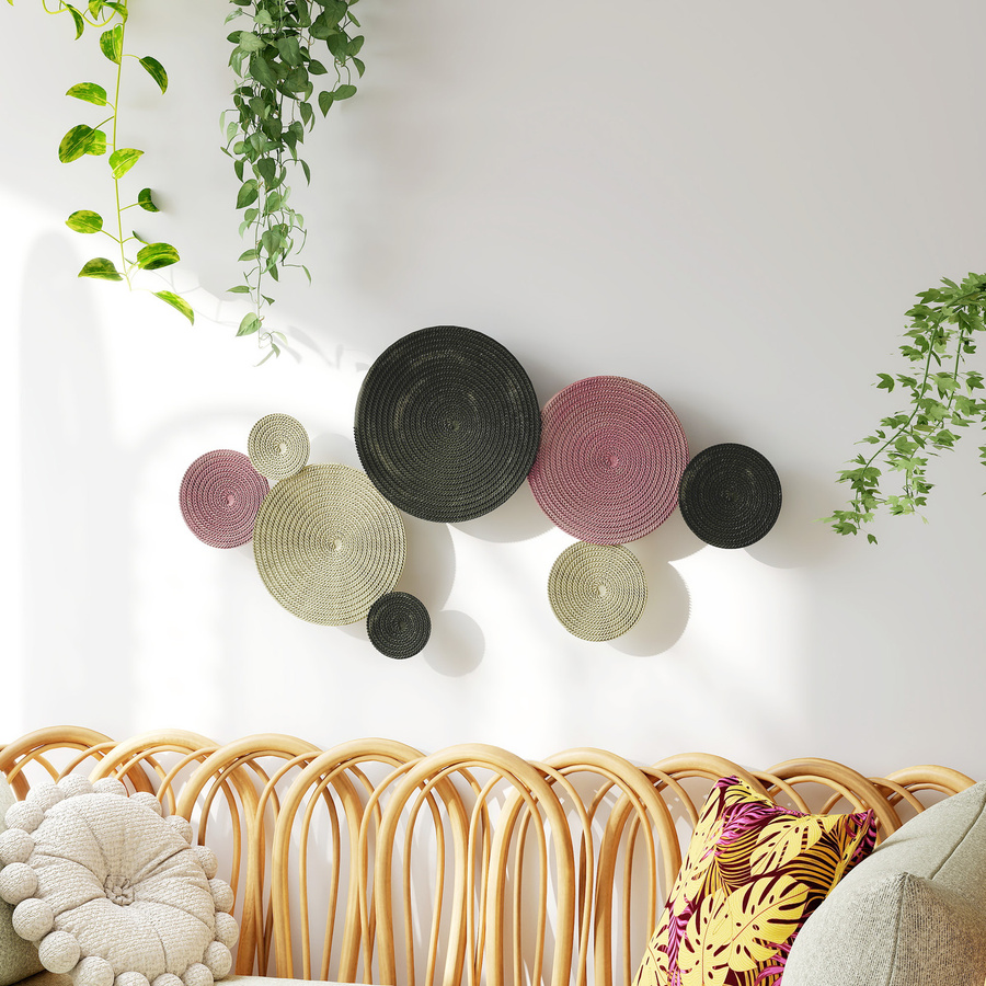 HOMCOM Wanddeko Metallbild mit geometrischem Multi-Disc-Design in Braun und Multicolour, moderne abstrakte Wandskulptur für Wohnzimmer und Schlafzimmer - Bild 1