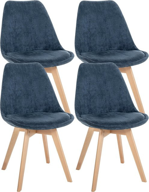 CLP Esszimmerstuhl 4er Set Linares gepolstert mit Buchenholzgestell und Mikrofaser in skandinavischem Design - Bild 1
