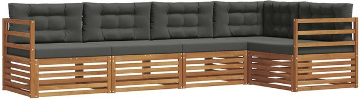 Modernes vidaXL Outdoor-Sofagarnitur aus Akazie mit 5-teiligem Set und Kissen in Natur und Anthrazit - Bild 1