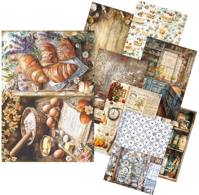 Motiv-Strohseiden Sortiment Cookbook 8er-Set in Multicolor - Bild 1