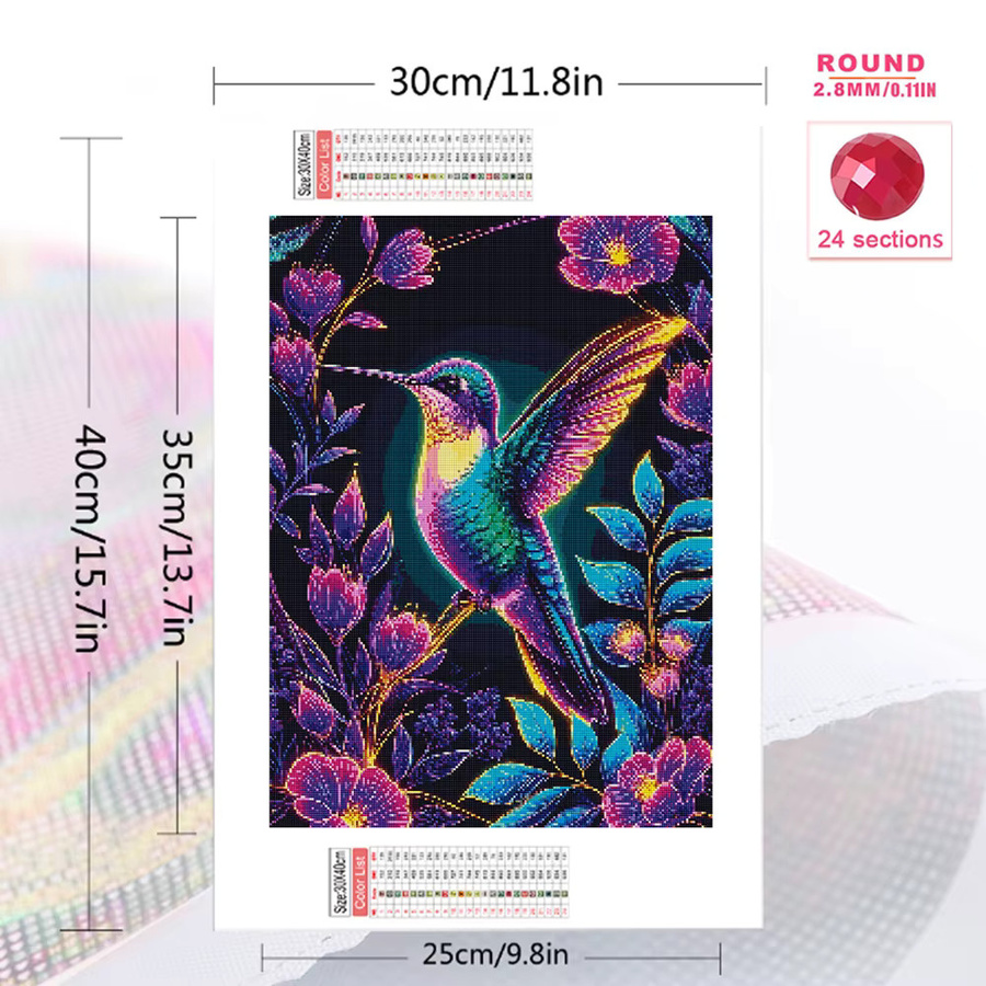 Evershine Diamantmalerei Wind Vogel und Blumen Mosaik Bild in Multicolour, B/H: 30,0 x 20,0 cm - Bild 2