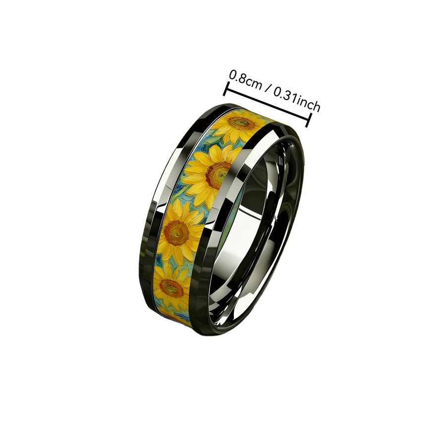 SUNFLOWERZHU Ring, Schwarz, Unisex, Verlobung - Bild 3