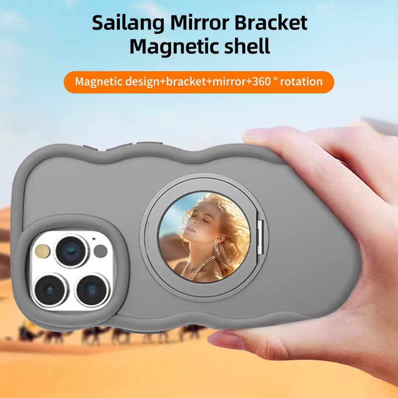 RUWANGAA MagSafe Magnetische Handyhülle mit 360 Grad Rotationsring für iPhone 16 Pro Max, 15 Pro Max, 14, 13, 12 in Schwarz - Bild 2