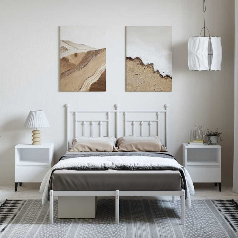 Vidaxl Metall-Bettgestell mit Kopfteil in Weiß, Klassisches Metallbett, B/L: 135 x 190 cm - Bild 2