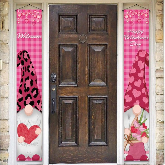 VIKAMA Love Fairyland Archway Banner mit Buffalo Pattern und Herz-Motiv in Pink zur Party- und Jubiläumsdekoration, Höhe: 180 cm, Breite: 30 cm - Bild 1