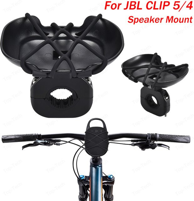 Universelle Fahrrad-Lenker-Montagehalterung für JBL Clip 5 in Schwarz mit verstellbarem Riemen - Bild 1