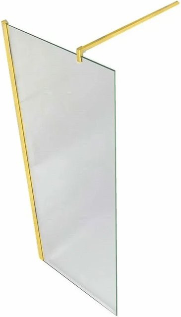 Duschparadies Walk-in Dusche aus Milchglas mit Nano-Beschichtung, Farbe Gold Gebürstet, B/H: 120 x 200 cm - Bild 1