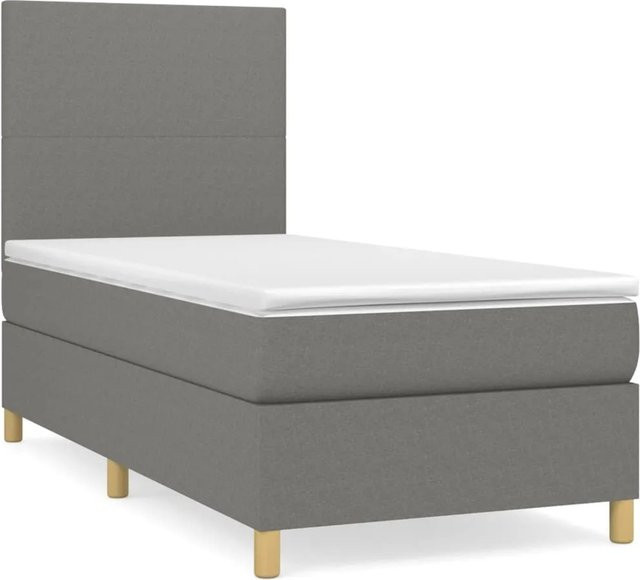 vidaXL Boxspringbett mit Matratze Hybrid Dunkelgrau B: 90 cm, T: 190 cm - Bild 1