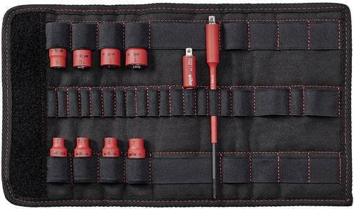 Wiha Steckschlüsselsatz 1/4 Zoll TorqueVario-S electric gemischt 10-teilig mit Adaptern in roter Falttasche - Bild 1