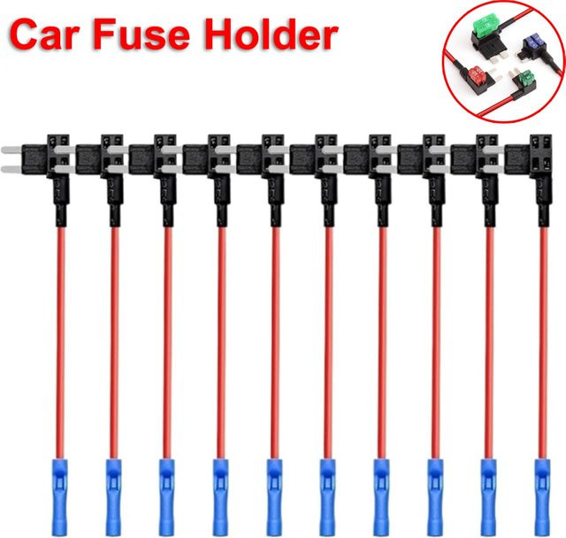 10 Stück kebidumei Add-a-circuit TAP-Adapter für Mikro-, Mini-, Standard- und ATM-Flachsicherungen in Schwarz - Bild 1