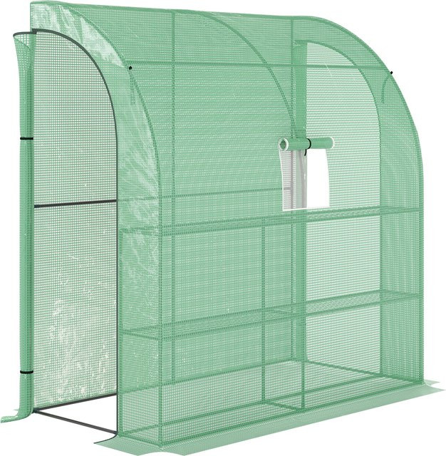 Outsunny Foliengewächshaus Treibhaus mit 2 Türen und UV-Schutz in Grün, B/T/H: 200 x 100 x 215 cm - Bild 1