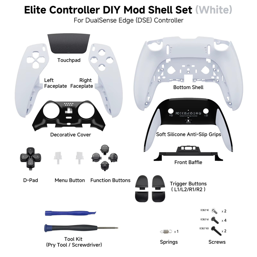 DSE Elite Komplettset mit Modifikationszubehör in Schwarz, Weiß, Grau und Transparent-Schwarz - Bild 1