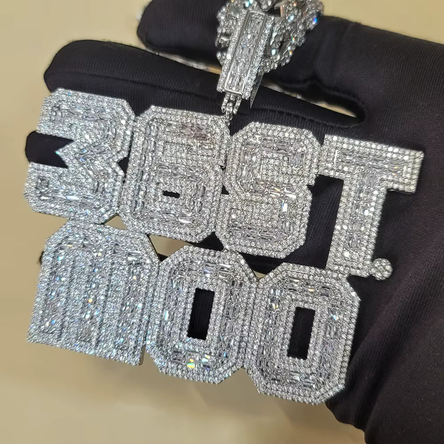 DOBLING Namensanhänger, Baguettecz, Zirkonia, Edelstahl, Silber, Unisex - Bild 2