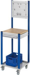 Kappes Mobile Arbeitsstation mit Lochplatte und 1 Schublade, Grau/Blau, B: 50 cm, T: 50 cm, H: 173 cm - Bild 1