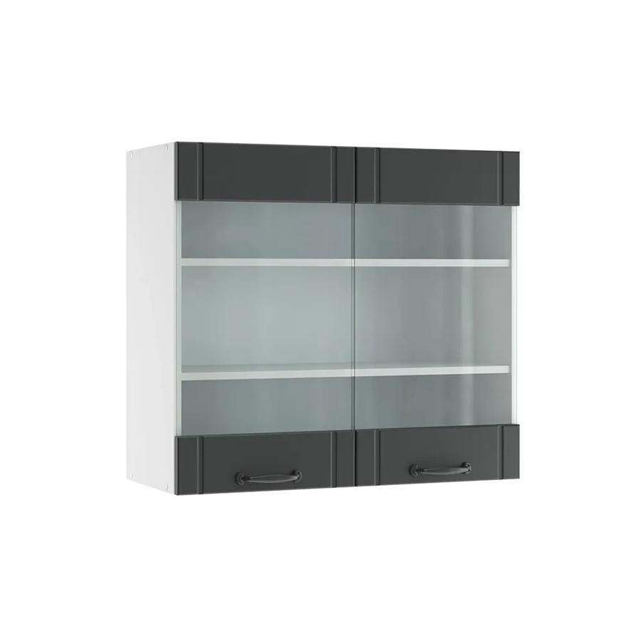 Vicco Küchenglasschrank Fame-Line Landhaus Glashängeschrank mit Soft-Close-Türen, Anthrazit/Weiß, B: 80 cm, H: 72 cm, T: 34,1 cm - Bild 2