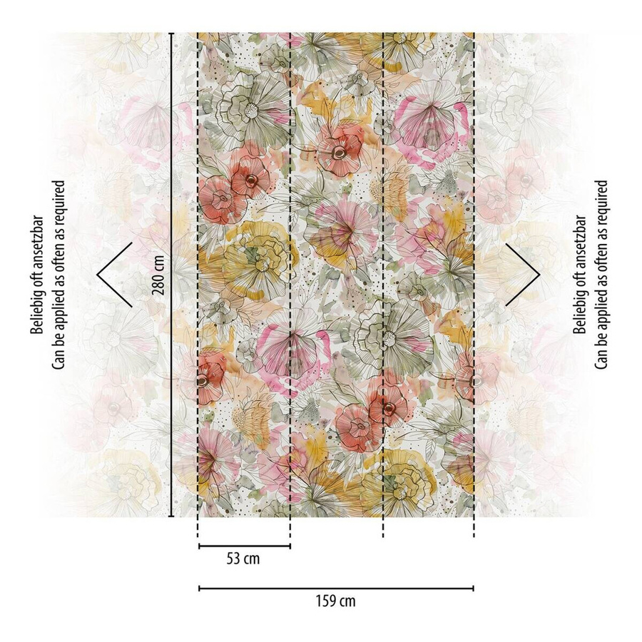Livingwalls Fototapete Floral in Orange Beige Pink aus Vlies und Vinyl, Breite: 280 cm, Höhe: 159 cm - Bild 4