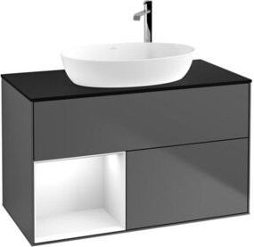 V&B Waschtischunterschrank Finion 100 mit Wandbeleuchtung, Anthrazit lackiert, B/T/H: 100 x 50,1 x 50,1 cm - Bild 1