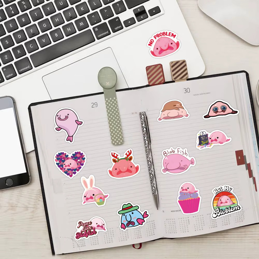 60 Stück Blobfish-Aufkleber, wasserfeste Aufkleber in Multicolor für Laptop, Motorrad, Gepäck, Snowboard, Kühlschrank und Auto - Bild 2