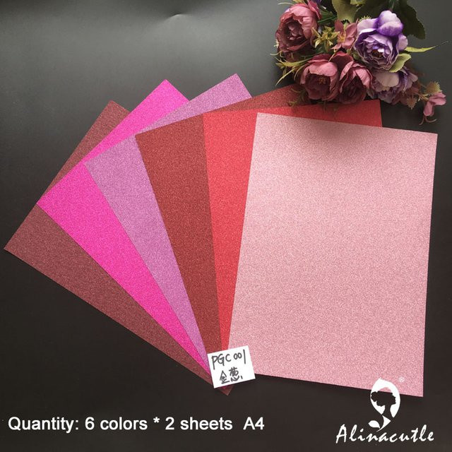 Alinacutle Glitzer Bastelpapier Set, 12 Blatt in 6 Farben, A4, 250 g/m² - Bild 1