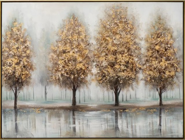 Art Universe Leinwandbild Goldbäume Modernes Abstract Nature Motiv in Gold, B: 122 cm, H: 92 cm - Bild 1