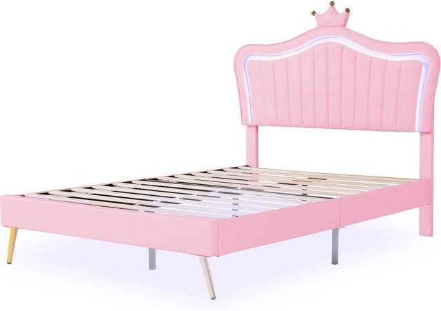 okwish Polsterbett für Kinder in Rosa mit LED-Unterbettbeleuchtung, B/T: 140 x 200 cm - Bild 1