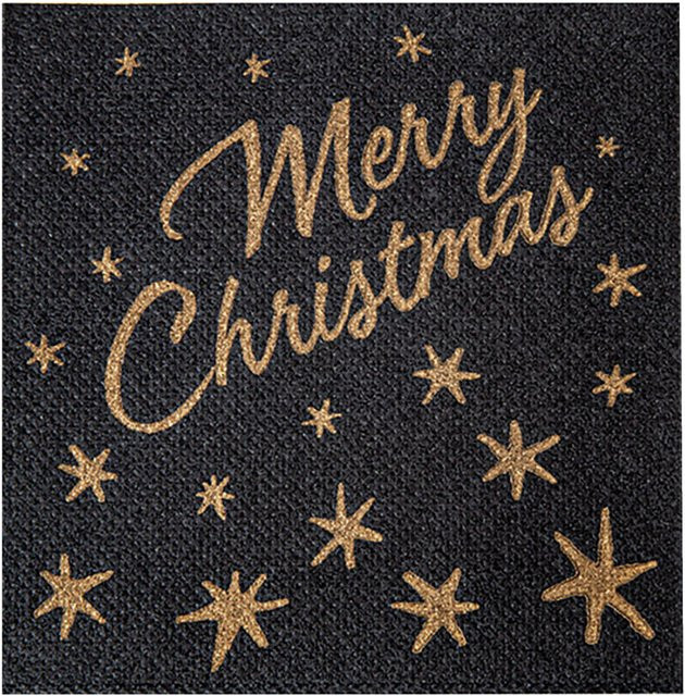 GARCIA DE POU Weihnachtsserviette Merry Christmas, schwarz und gold mit Sternen, 100 Stück, B: 20 cm, L: 20 cm - Bild 1