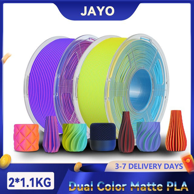JAYO 3D-Drucker-Filament PLA Dual Color Matte Multicolour 1,75 mm für FDM-Drucker - Bild 1