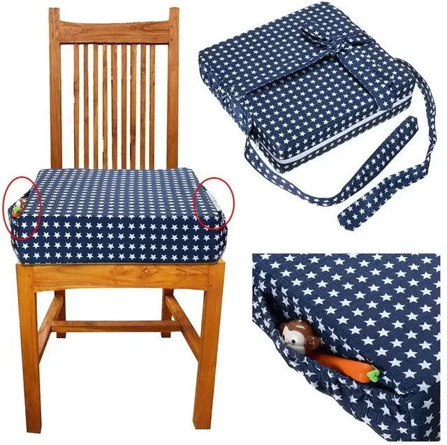 Baby Esszimmerstuhl Booster Kissen mit Hocker und Wärmeleitpad in Blau, B/T/H: 32 x 32 x 8 cm - Bild 1