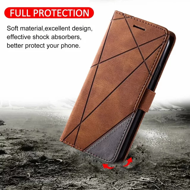 Lederetasche mit Flip-Funktion für Samsung Galaxy A11 A21 A31 A41 A51 A71 A81 A91 A10 A20 A40 A50 A70 S Serie als Brieftasche und Standhalterung in Braun - Bild 1