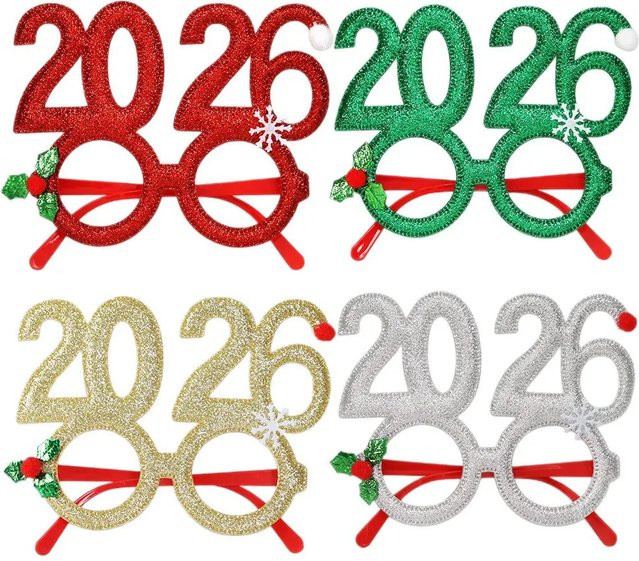 4er-Set Joy-enlife Gläser-Fotorahmen für Weihnachten und Silvester als Party-Dekoration und Foto-Requisiten - Bild 1